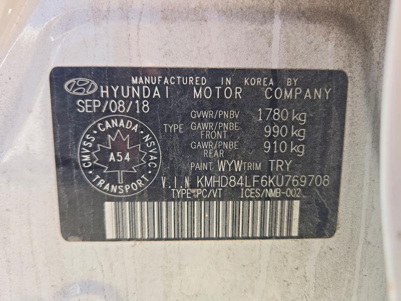 Продаж на аукціоні авто 2019 Hyundai Elantra, vin: KMHD84LF6KU769708, номер лоту: 66946176