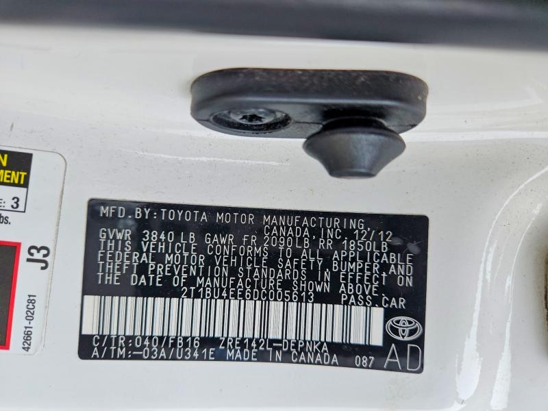 2013 Toyota Corolla მანქანა იყიდება აუქციონზე, vin: 2T1BU4EE6DC005613, აუქციონის ნომერი: 65213376