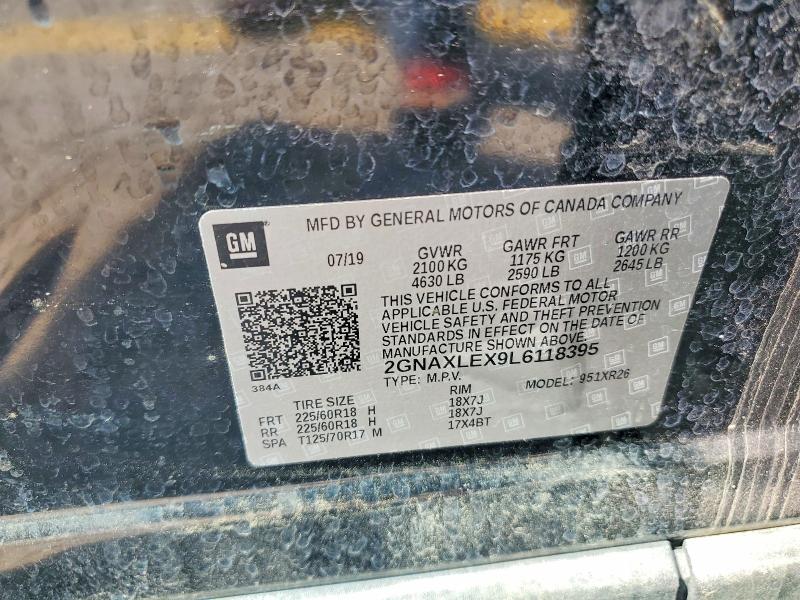66380196 :رقم المزاد ، 2GNAXLEX9L6118395 vin ، 2020 Chevrolet Equinox مزاد بيع