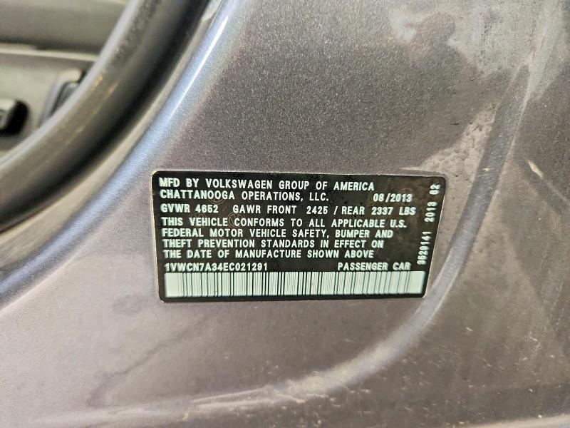 Продажа на аукционе авто 2014 Volkswagen Passat, vin: 1VWCN7A34EC021291, номер лота: 64982826