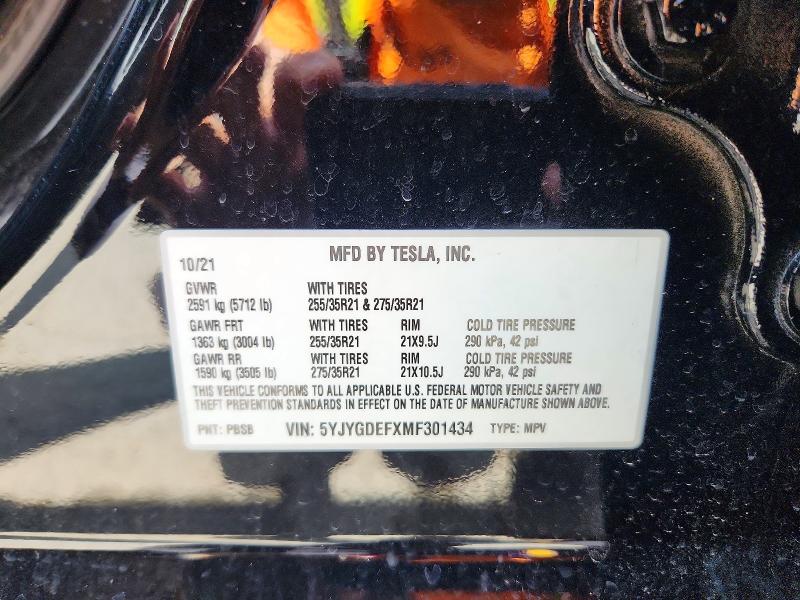 Продажа на аукционе авто 2021 Tesla Model Y, vin: 5YJYGDEFXMF301434, номер лота: 63660146