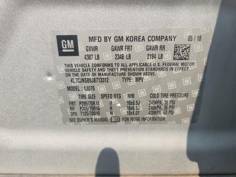 Продажа на аукционе авто 2018 Chevrolet Trax, vin: KL7CJNSB9JB713312, номер лота: 64453256