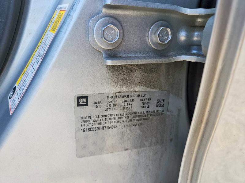 2017 Chevrolet Cruze მანქანა იყიდება აუქციონზე, vin: 1G1BC5SM5H7154048, აუქციონის ნომერი: 64907196