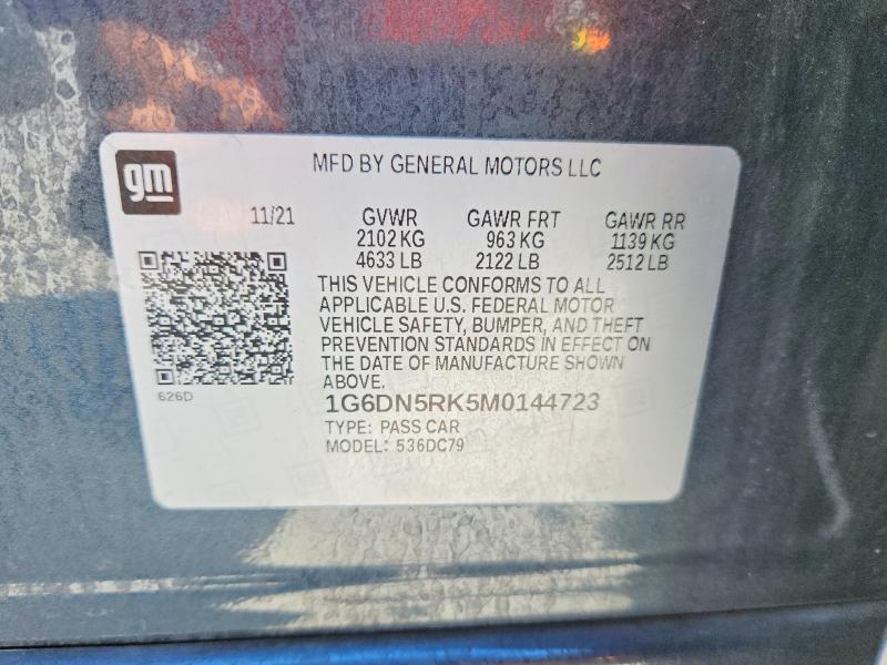 2021 Cadillac Ct5 მანქანა იყიდება აუქციონზე, vin: 1G6DN5RK5M0144723, აუქციონის ნომერი: 67113456