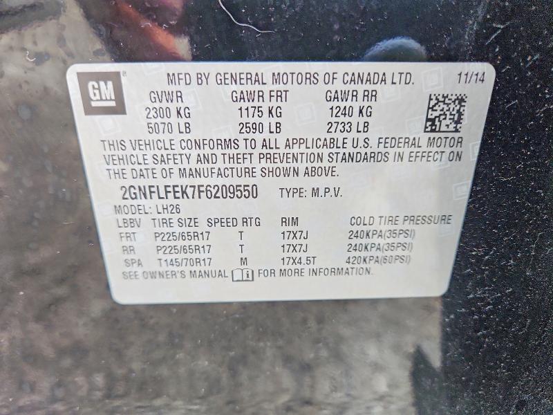64940496 :رقم المزاد ، 2GNFLFEK7F6209550 vin ، 2015 Chevrolet Equinox مزاد بيع