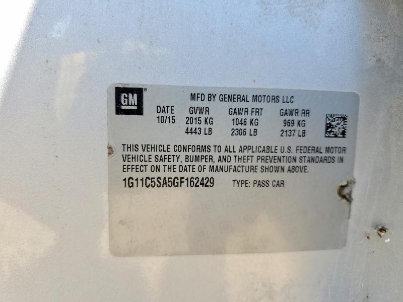 Продаж на аукціоні авто 2016 Chevrolet Malibu Limited, vin: 1G11C5SA5GF162429, номер лоту: 65214546