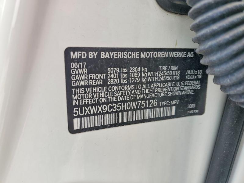 64246136 :رقم المزاد ، 5UXWX9C35H0W75126 vin ، 2017 Bmw X3 مزاد بيع
