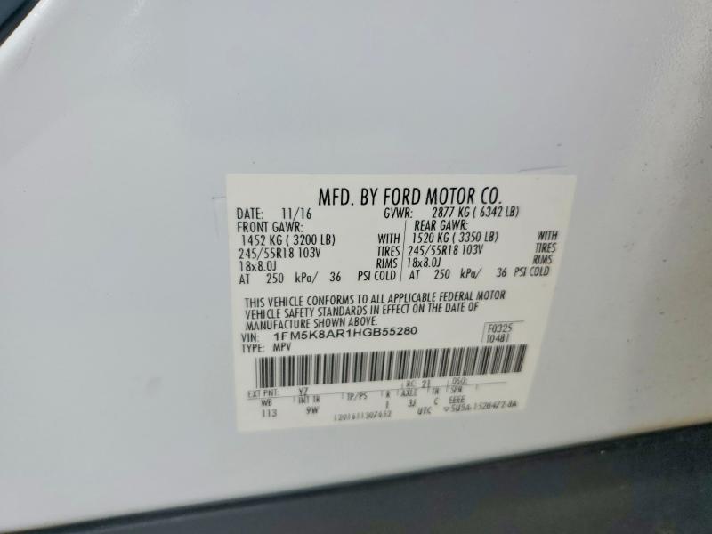 2017 Ford Explorer მანქანა იყიდება აუქციონზე, vin: 1FM5K8AR1HGB55280, აუქციონის ნომერი: 63448726
