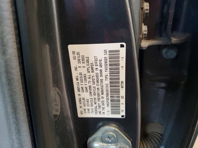 63872646 :رقم المزاد ، 1HGCP267X8A091312 vin ، 2008 Honda Accord مزاد بيع