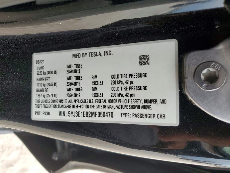 Aukcja sprzedaży 2021 Tesla Model 3, vin: 5YJ3E1EB2MF050470, numer aukcji: 64006566