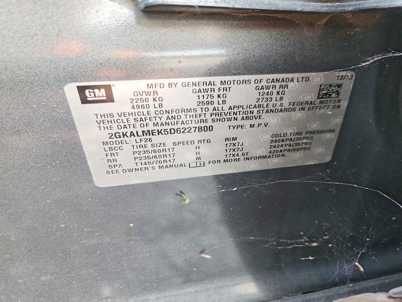 Aukcja sprzedaży 2013 Gmc Terrain, vin: 2GKALMEK5D6227800, numer aukcji: 66044236