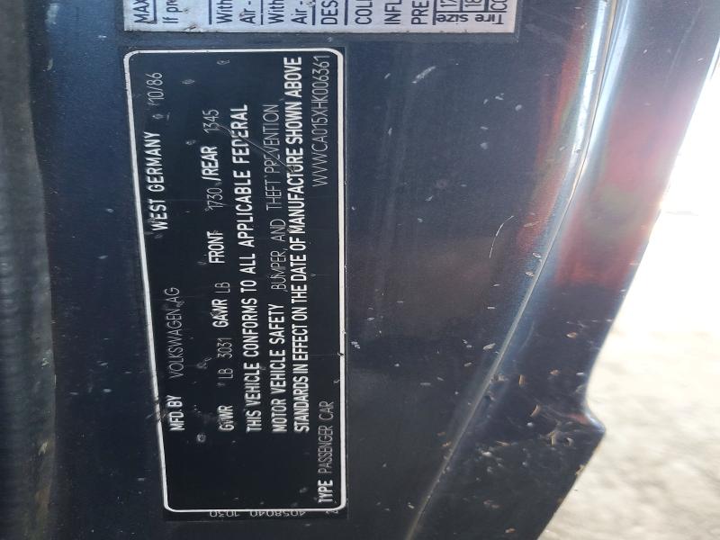 Продаж на аукціоні авто 1987 Volkswagen Cabriolet, vin: WVWCA015XHK006361, номер лоту: 65213756