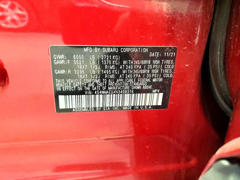 Продаж на аукціоні авто 2022 Subaru Ascent, vin: 4S4WMAEDXN3408216, номер лоту: 63531226