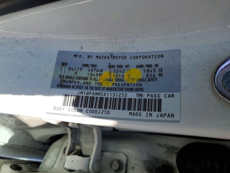 Aukcja sprzedaży 2019 Mazda 3, vin: JM1BPAMM5K1131252, numer aukcji: 64295986