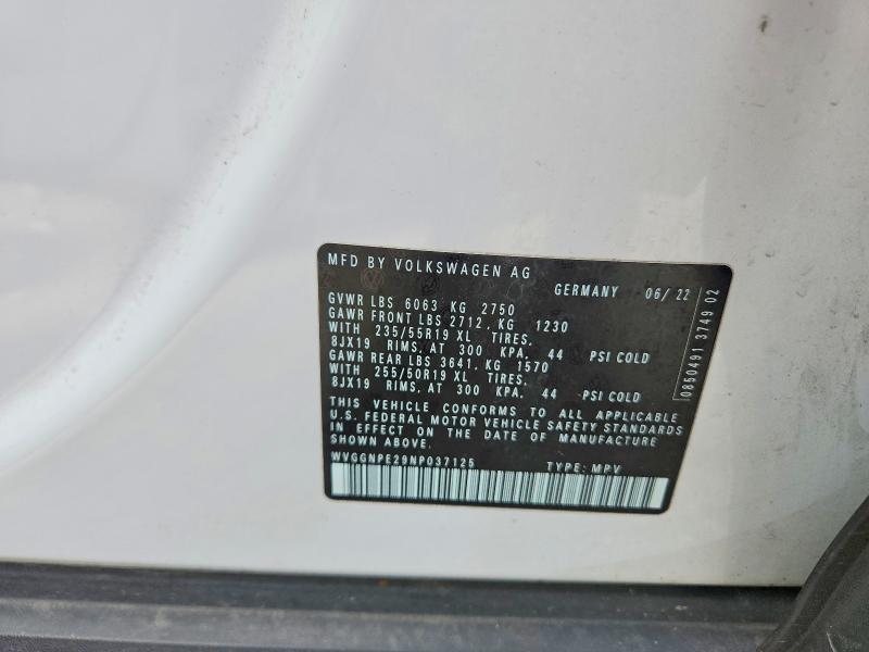 Продаж на аукціоні авто 2022 Volkswagen Id.4, vin: WVGGNPE29NP037125, номер лоту: 62265676