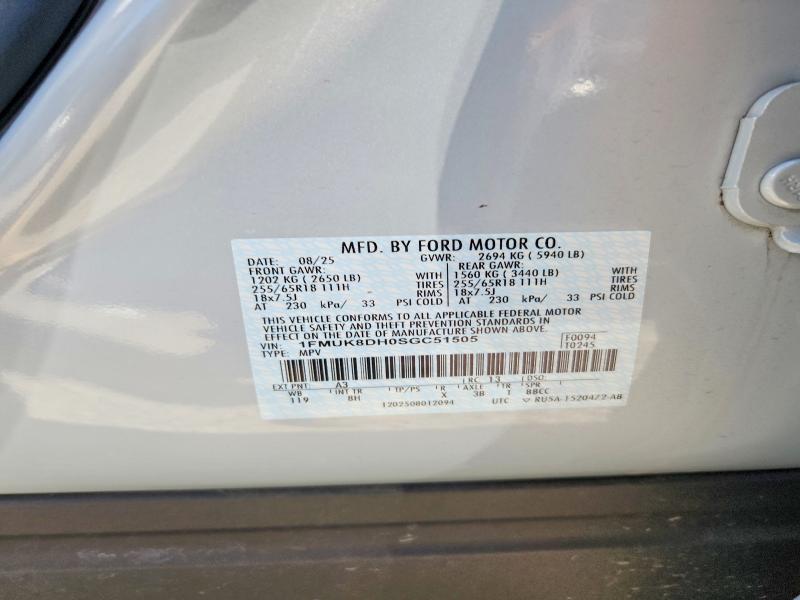 66560896 :رقم المزاد ، 1FMUK8DH0SGC51505 vin ، 2025 Ford Explorer مزاد بيع