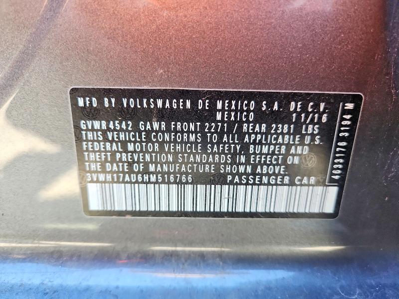 Продажа на аукционе авто 2017 Volkswagen Golf Alltrack, vin: 3VWH17AU6HM516766, номер лота: 66065586