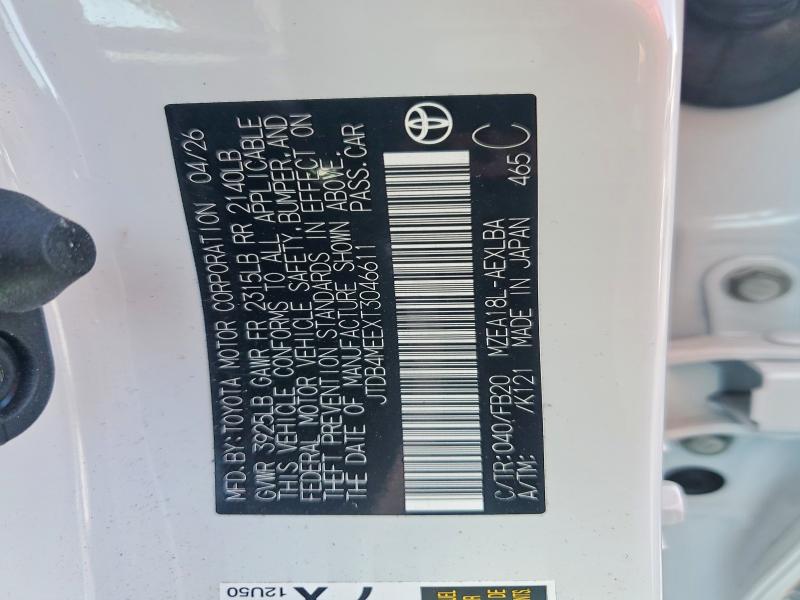Aukcja sprzedaży 2026 Toyota Corolla, vin: JTDB4MEEXT3046611, numer aukcji: 65240626