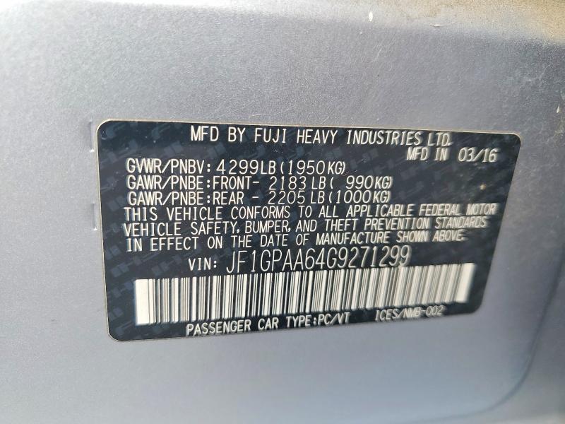 Продажа на аукционе авто 2016 Subaru Impreza, vin: JF1GPAA64G9271299, номер лота: 64495236