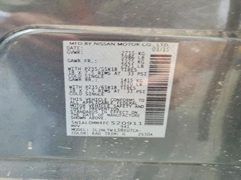 66056416 :رقم المزاد ، 5N1AL0MM4FC520911 vin ، 2015 Infiniti Qx60 مزاد بيع