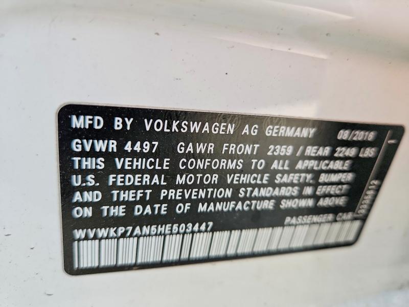 64940326 :رقم المزاد ، WVWKP7AN5HE503447 vin ، 2017 Volkswagen Cc مزاد بيع