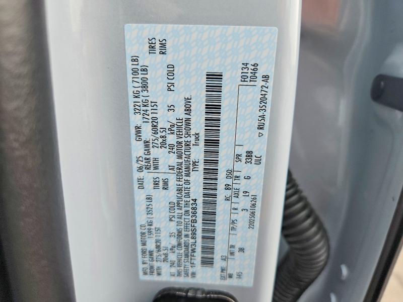 Aukcja sprzedaży 2025 Ford F150, vin: 1FTFW3L89SFB36834, numer aukcji: 64723806
