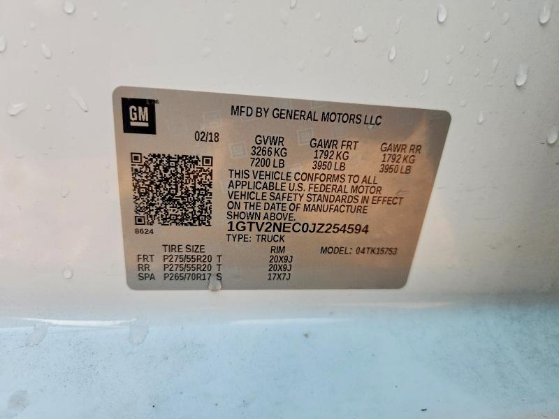 Продаж на аукціоні авто 2018 Gmc Sierra, vin: 1GTV2NEC0JZ254594, номер лоту: 64608646