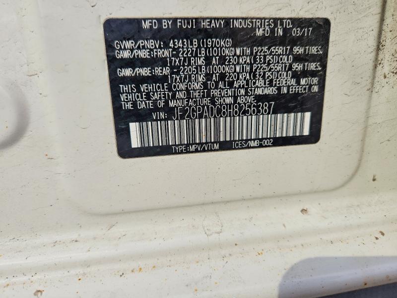 2017 Subaru Crosstrek მანქანა იყიდება აუქციონზე, vin: JF2GPADC8H8256387, აუქციონის ნომერი: 64752236