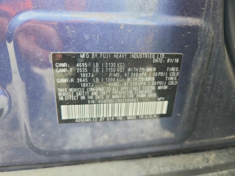 Продажа на аукционе авто 2016 Subaru Outback, vin: 4S4BSBLC9G3289663, номер лота: 64807386