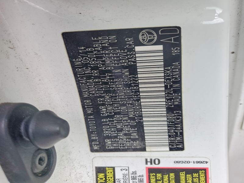 Aukcja sprzedaży 2014 Toyota Corolla, vin: 2T1BURHE1EC181222, numer aukcji: 63896296