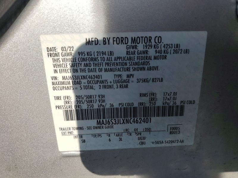 Auction sale of the 2022 Ford Ecosport, vin: MAJ6S3JLXNC462401, lot number: 66521096