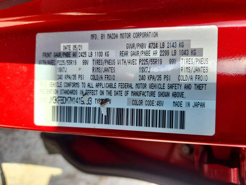 65921446 :رقم المزاد ، JM3KFBDM7M1419633 vin ، 2021 Mazda Cx-5 مزاد بيع