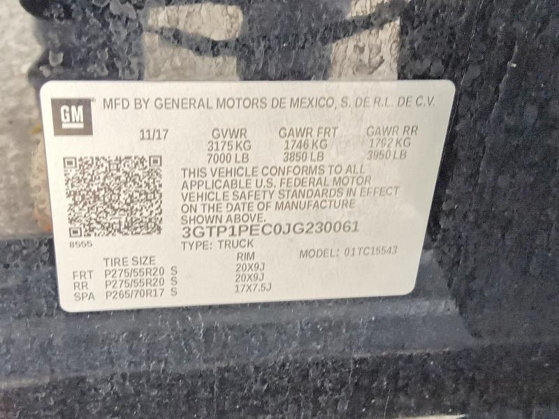 2018 Gmc Sierra მანქანა იყიდება აუქციონზე, vin: 3GTP1PEC0JG230061, აუქციონის ნომერი: 66589506