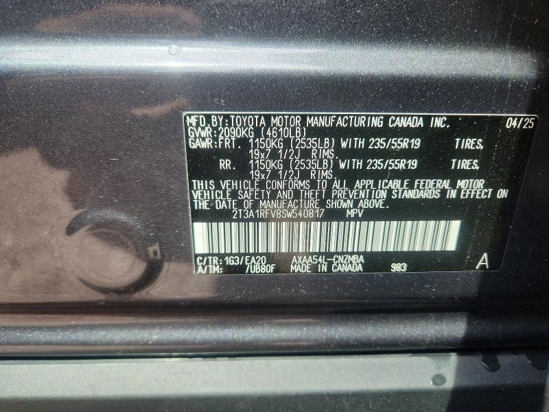 64846776 :رقم المزاد ، 2T3A1RFV8SW540817 vin ، 2025 Toyota Rav4 مزاد بيع