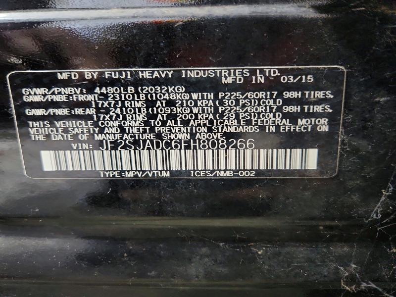 2015 Subaru Forester მანქანა იყიდება აუქციონზე, vin: JF2SJADC6FH808266, აუქციონის ნომერი: 66696906