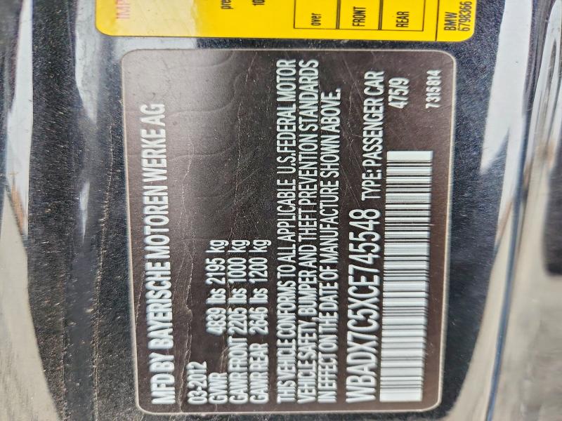 Aukcja sprzedaży 2012 Bmw 335, vin: WBADX7C5XCE745548, numer aukcji: 64445426