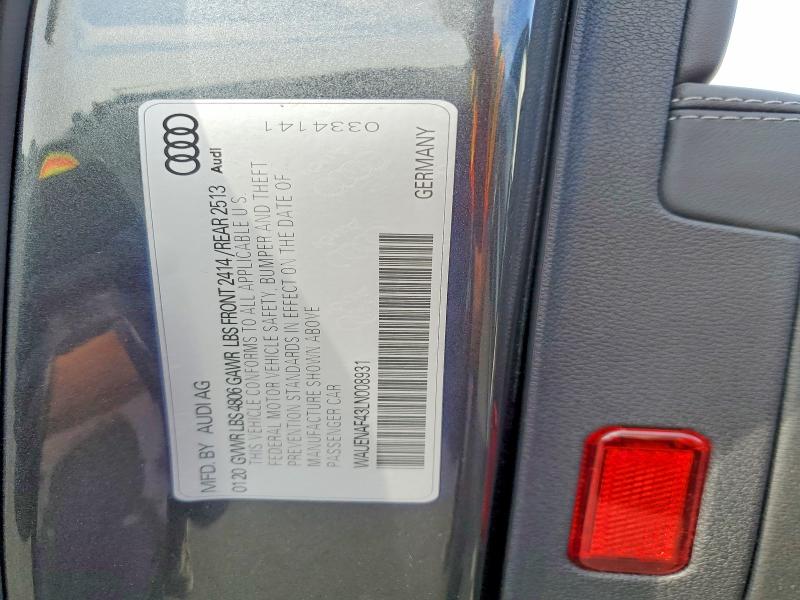 Aukcja sprzedaży 2020 Audi A4, vin: WAUENAF43LN008931, numer aukcji: 65014156