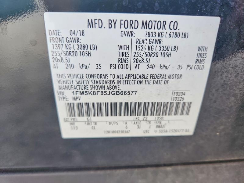 Aukcja sprzedaży 2018 Ford Explorer, vin: 1FM5K8F85JGB66577, numer aukcji: 64449386