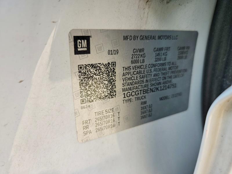 Продажа на аукционе авто 2019 Chevrolet Colorado, vin: 1GCGTBEN2K1214751, номер лота: 63823266