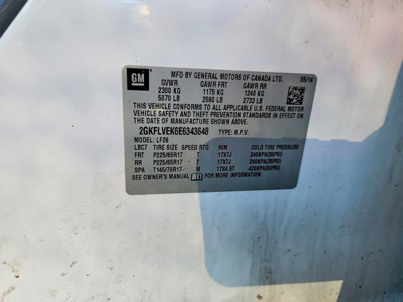 2014 Gmc Terrain მანქანა იყიდება აუქციონზე, vin: 2GKFLVEK6E6343648, აუქციონის ნომერი: 64896326