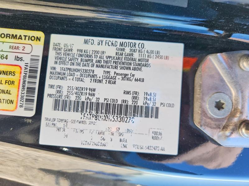 Aukcja sprzedaży 2017 Ford Mustang, vin: 1FATP8UH0H5330278, numer aukcji: 63662956