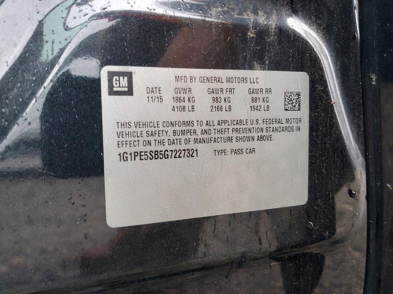2016 Chevrolet Cruze Limited მანქანა იყიდება აუქციონზე, vin: 1G1PE5SB5G7227321, აუქციონის ნომერი: 63746966
