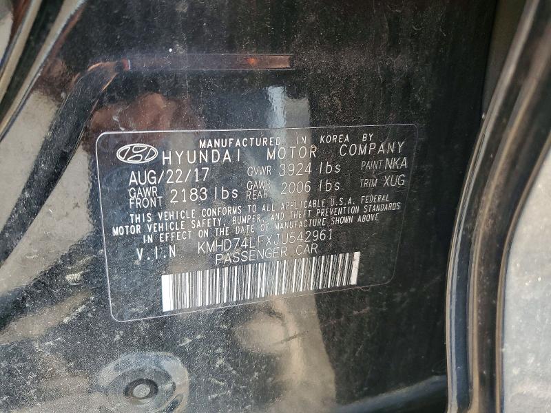 Продаж на аукціоні авто 2018 Hyundai Elantra, vin: KMHD74LFXJU542961, номер лоту: 64824106
