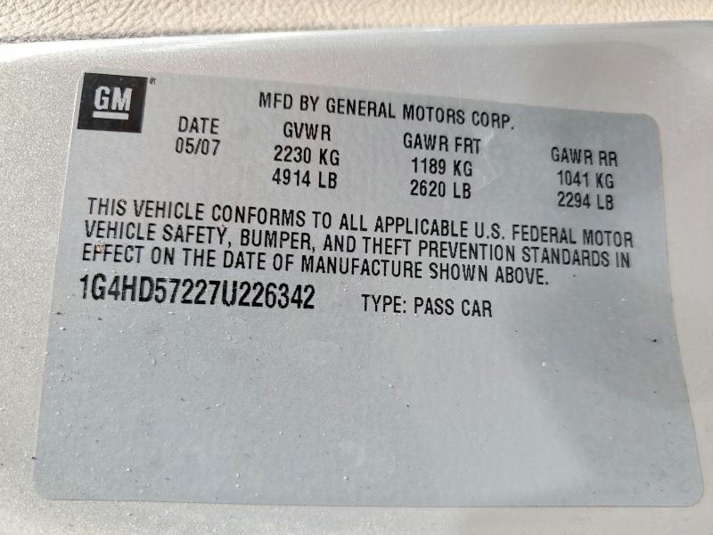 64225876 :رقم المزاد ، 1G4HD57227U226342 vin ، 2007 Buick Lucerne مزاد بيع