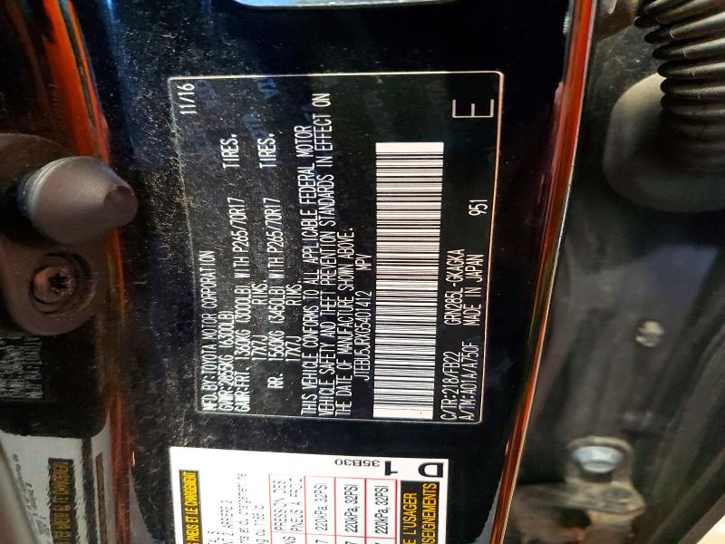 2016 Toyota 4runner მანქანა იყიდება აუქციონზე, vin: JTEBU5JRXG5401412, აუქციონის ნომერი: 63618236