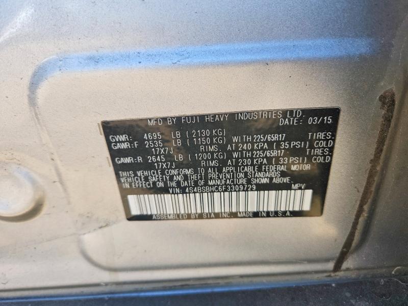 Aukcja sprzedaży 2015 Subaru Outback, vin: 4S4BSBHC6F3309729, numer aukcji: 65902416