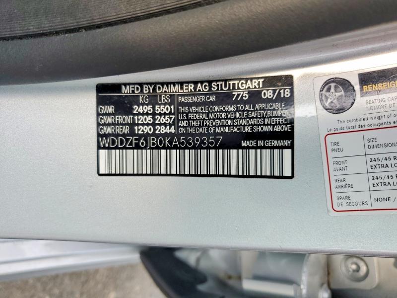 Продажа на аукционе авто 2019 Mercedes-benz E, vin: WDDZF6JB0KA539357, номер лота: 66786506