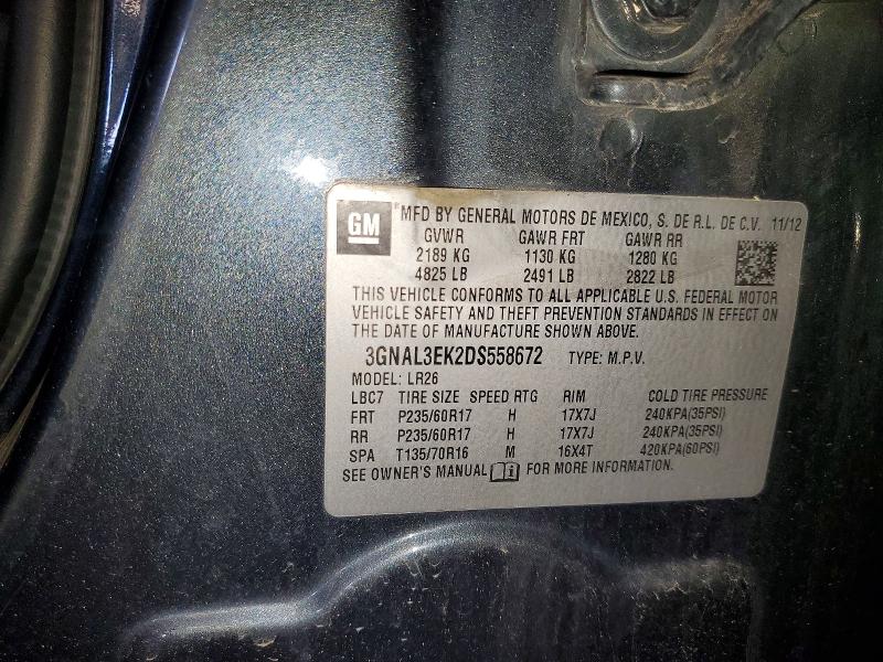 63441786 :رقم المزاد ، 3GNAL3EK2DS558672 vin ، 2013 Chevrolet Captiva مزاد بيع