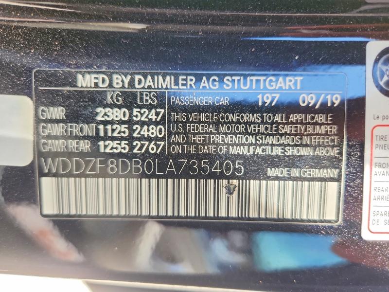 Aukcja sprzedaży 2020 Mercedes-benz E, vin: WDDZF8DB0LA735405, numer aukcji: 66300946