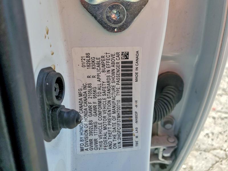 Продажа на аукционе авто 2021 Honda Civic, vin: 2HGFC1F37MH700710, номер лота: 63903086
